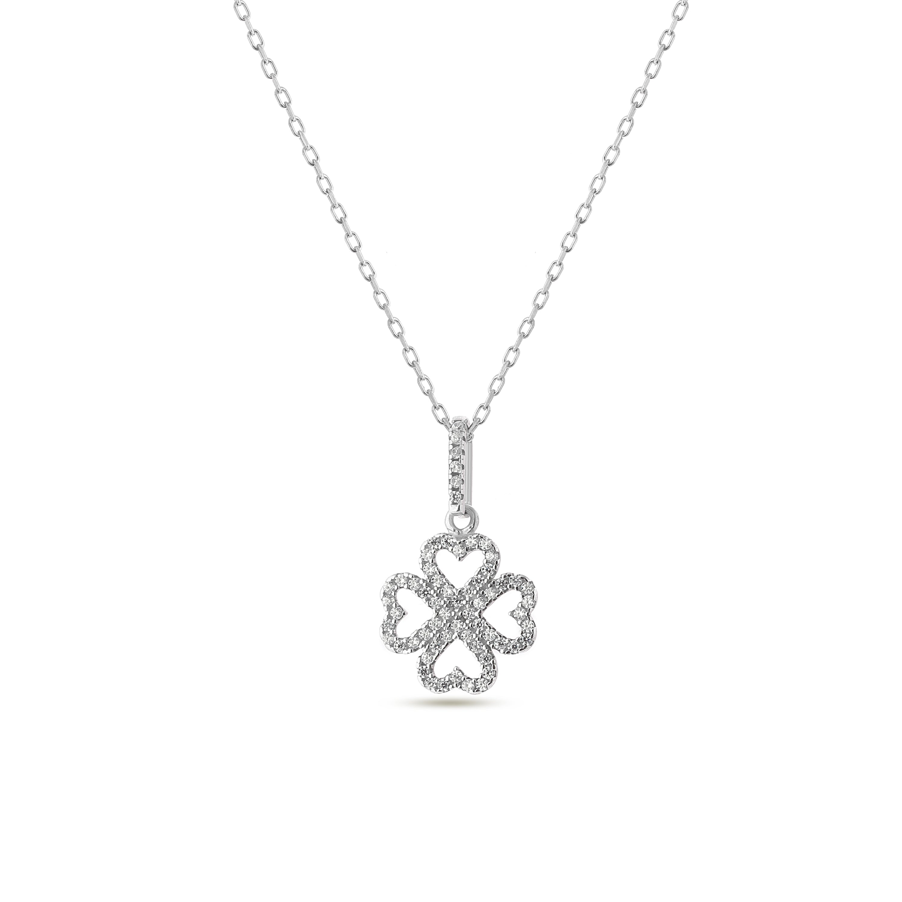 Sterling Silver Four Leaf Clover Infinity Lariat Necklace