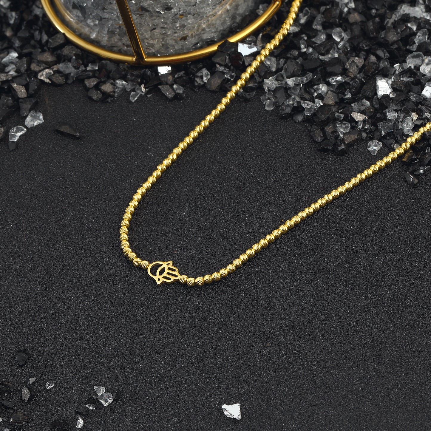 Diamond Hamsa-Hand of Fatima Necklace 14k Gold Plated 925 Sterling Silver Jewelry