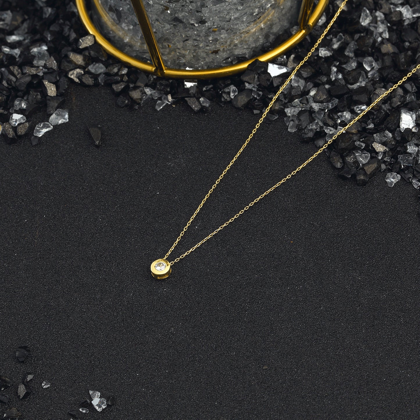 Drop Diamond Necklace 14k Gold Plated 925 Sterling Silver Jewelry