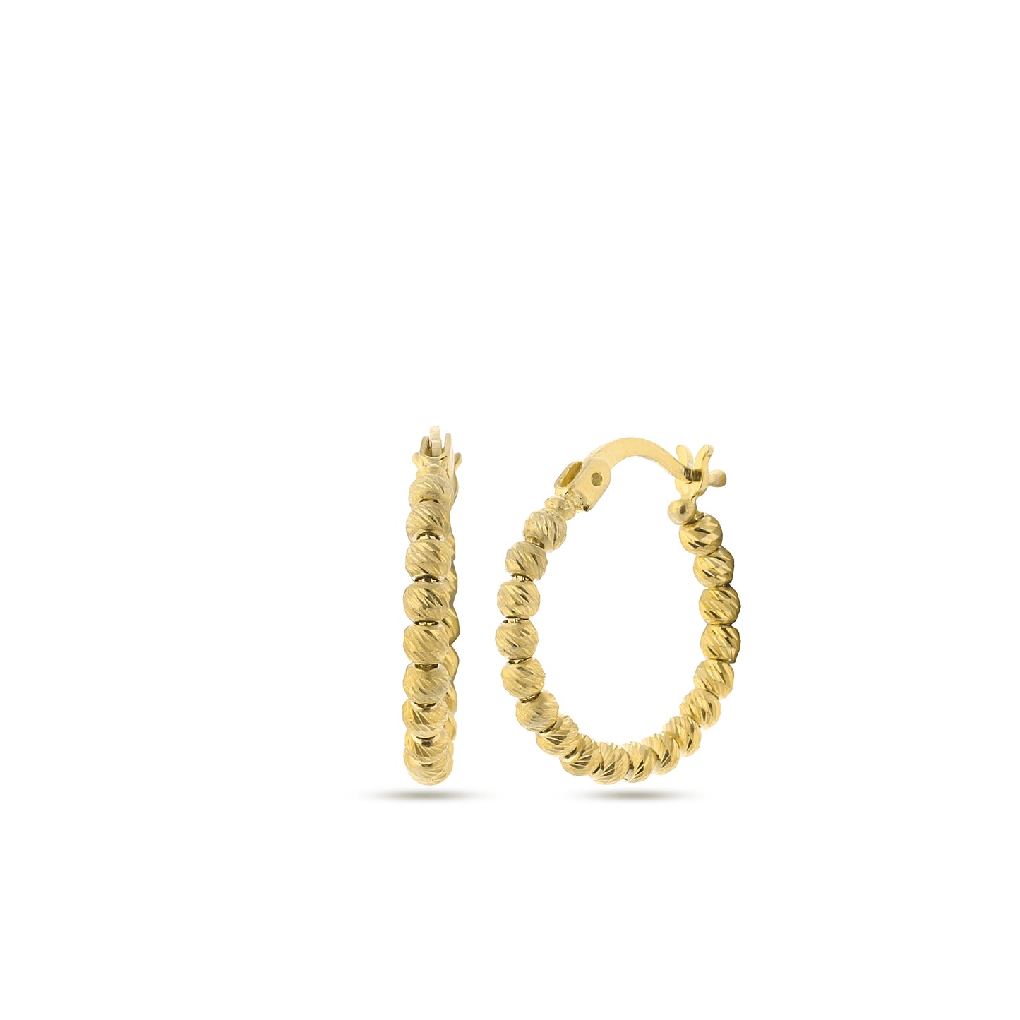 Hoop Bead Circle Earrings 14k Gold Plated 925 Sterling Silver Jewelry