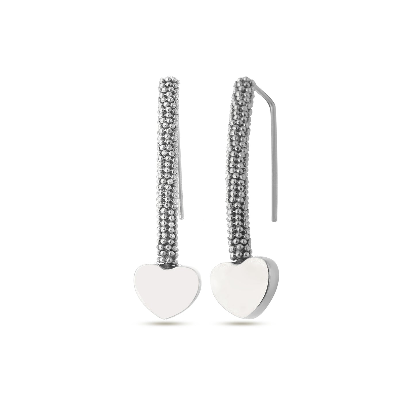 Heart Love Dangle Earrings 925 Sterling Silver Jewelry