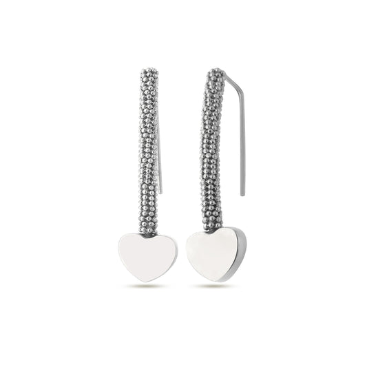 Boucles d'oreilles pendantes coeur amour bijoux en argent sterling 925