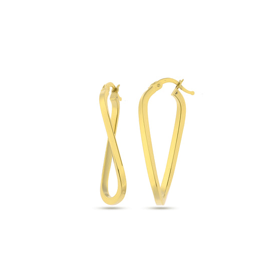 Boucles d'oreilles créoles ovales plaquées or 14 carats, bijoux en argent sterling 925