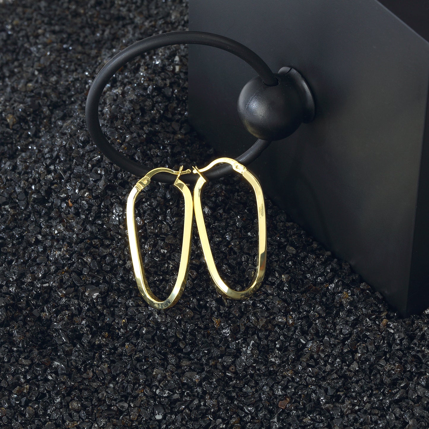 Hoop Oval Earrings 14k Gold Plated 925 Sterling Silver Jewelry
