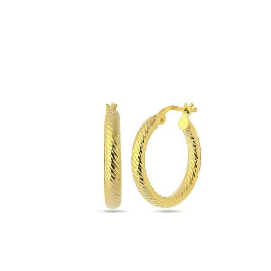 Créoles, boucles d'oreilles circulaires plaquées or 14 carats, bijoux en argent sterling 925