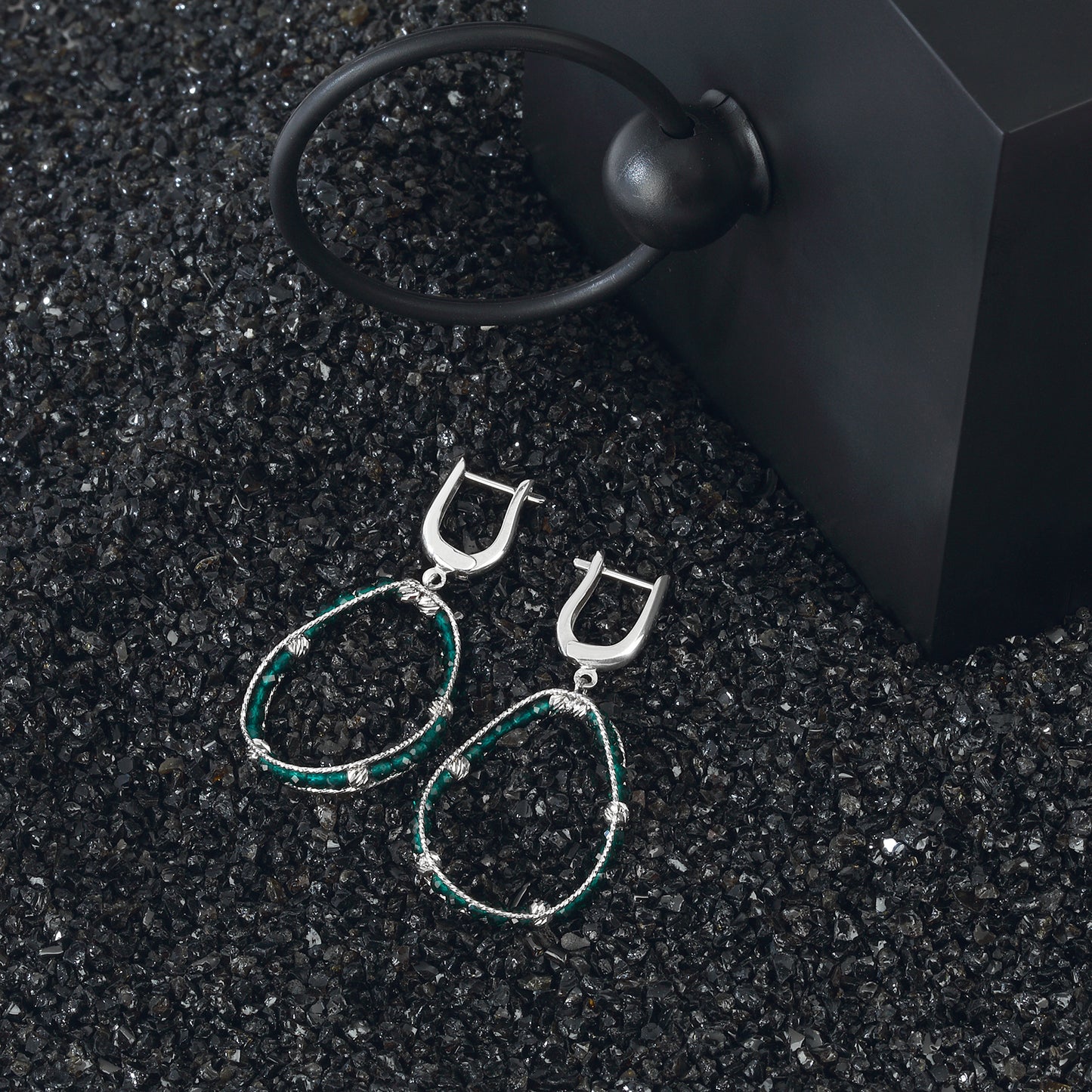 Emerald Hoop Earrings 925 Sterling Silver Jewelry