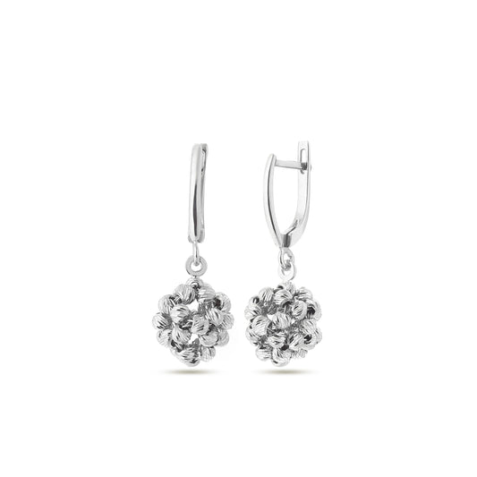 Boucles d'oreilles brodées de perles boule d'argent, bijoux en argent Sterling 925