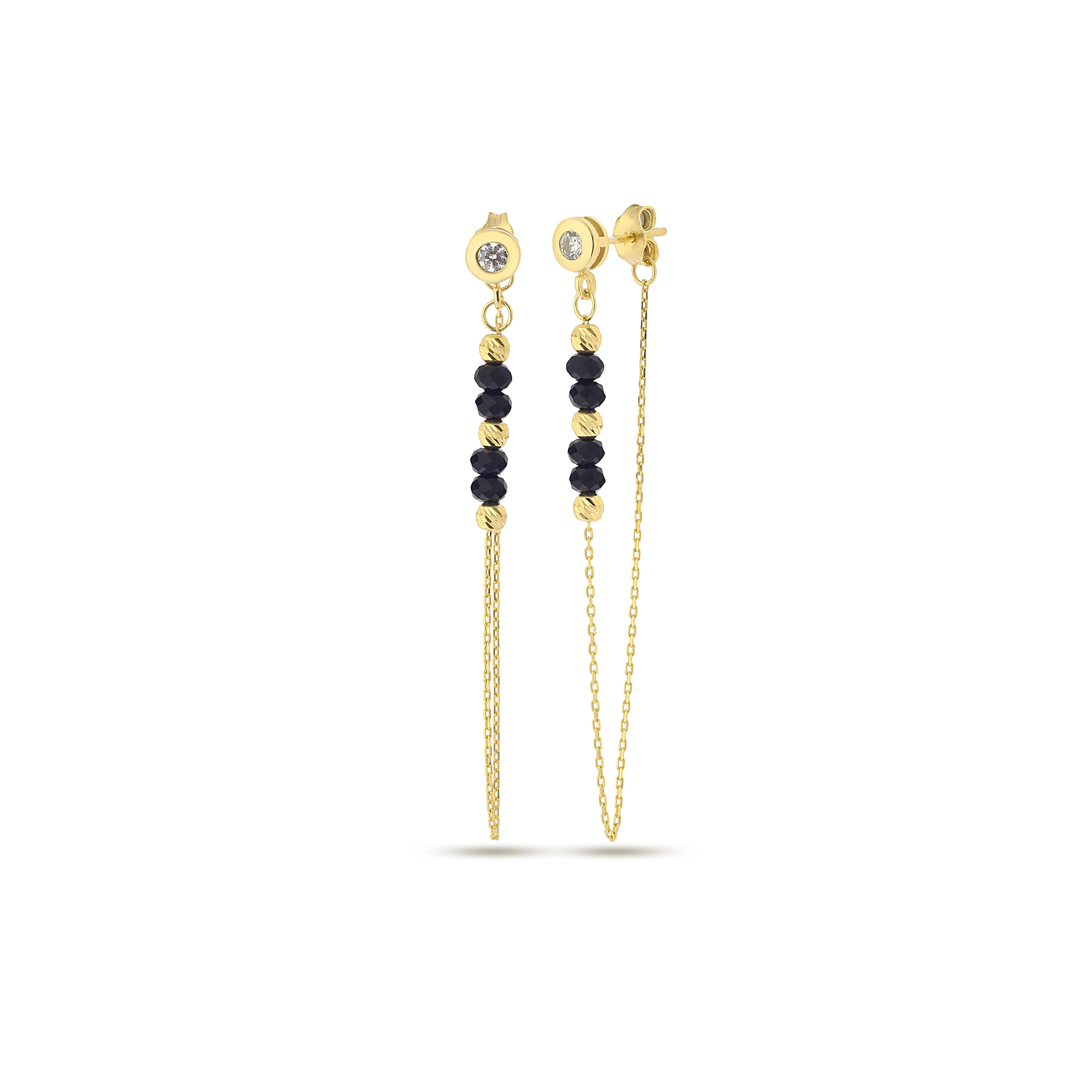Chain, Clip on Earrings, Drop Onix Zircone 14k Gold Plated 925 Sterlin –  Masalanta Jewelry