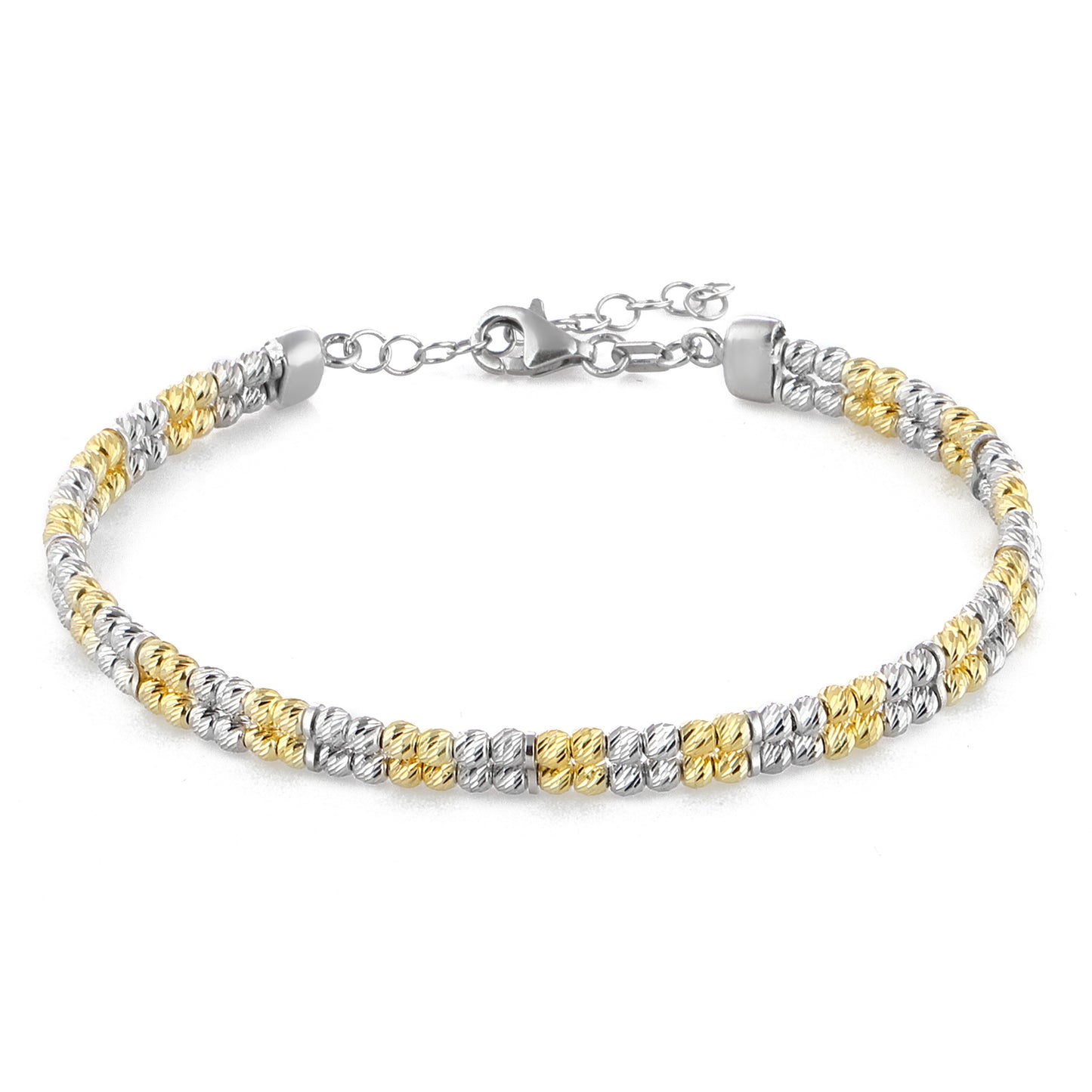 Bracelet jonc en perles d'or et d'argent, bijoux en argent Sterling 925 plaqué or 14 carats