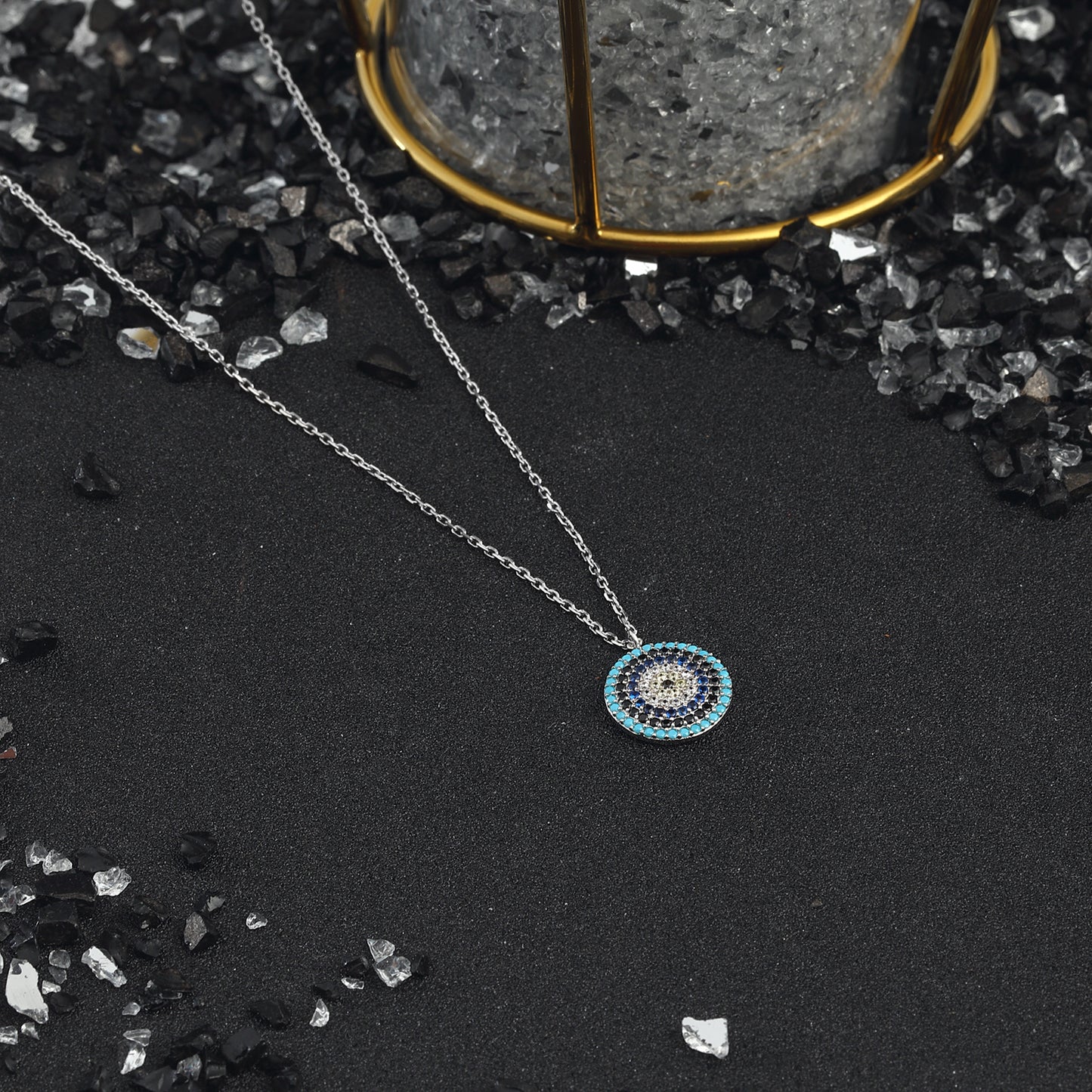 Collier délicat mauvais œil, bijoux en argent sterling 925