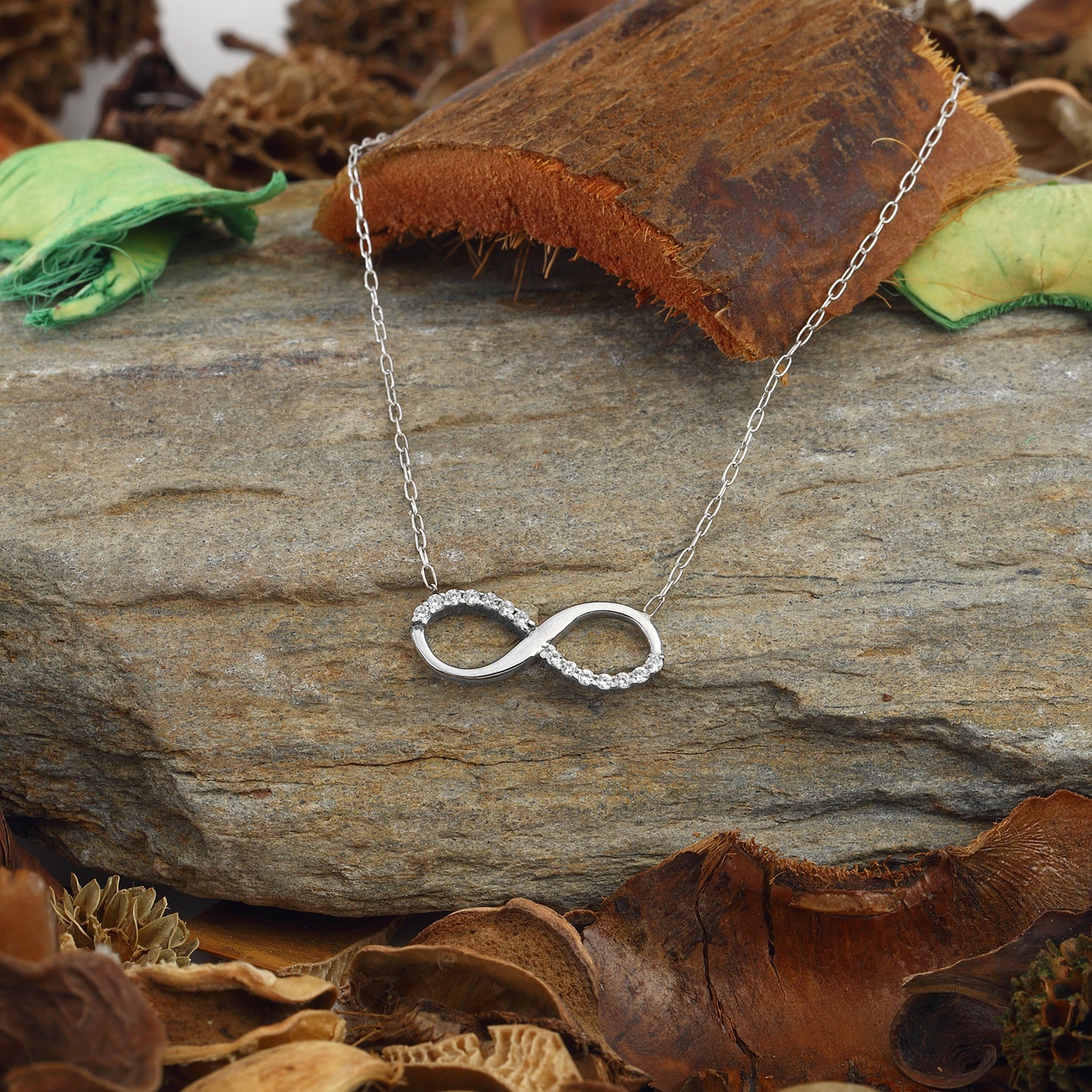Infinity Symbol Jewelry Necklace, Zircon Stones ,925 Sterling Silver Jewelry