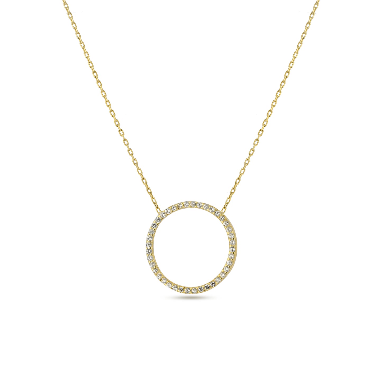 Collier rond de mariage en diamant, pendentif plaqué or 14 carats, bijoux en argent sterling 925