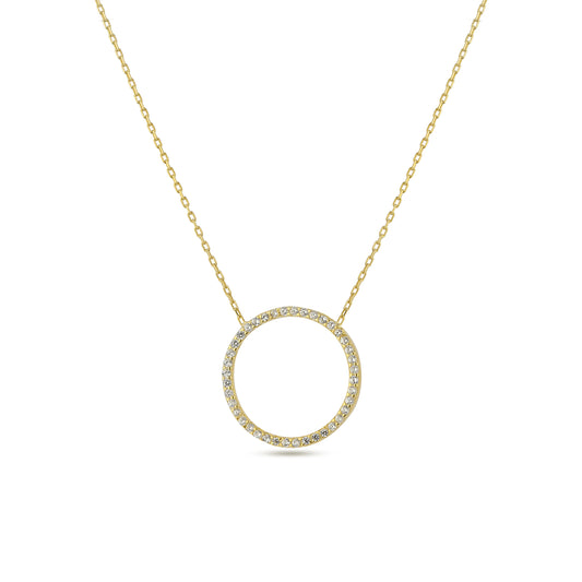 Collier rond de mariage en diamant, pendentif plaqué or 14 carats, bijoux en argent sterling 925