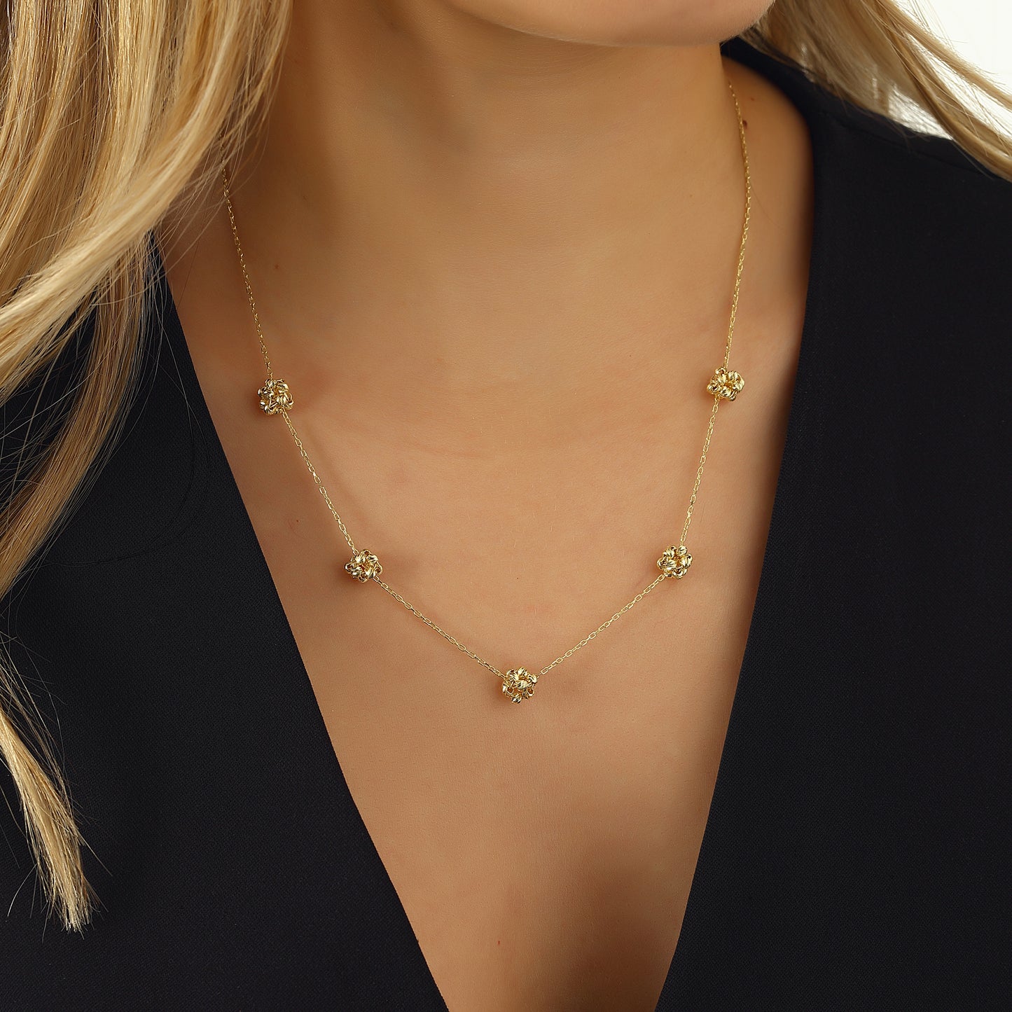 Love Loop Necklace Chain 14k Gold Plated 925 Sterling Silver Jewelry