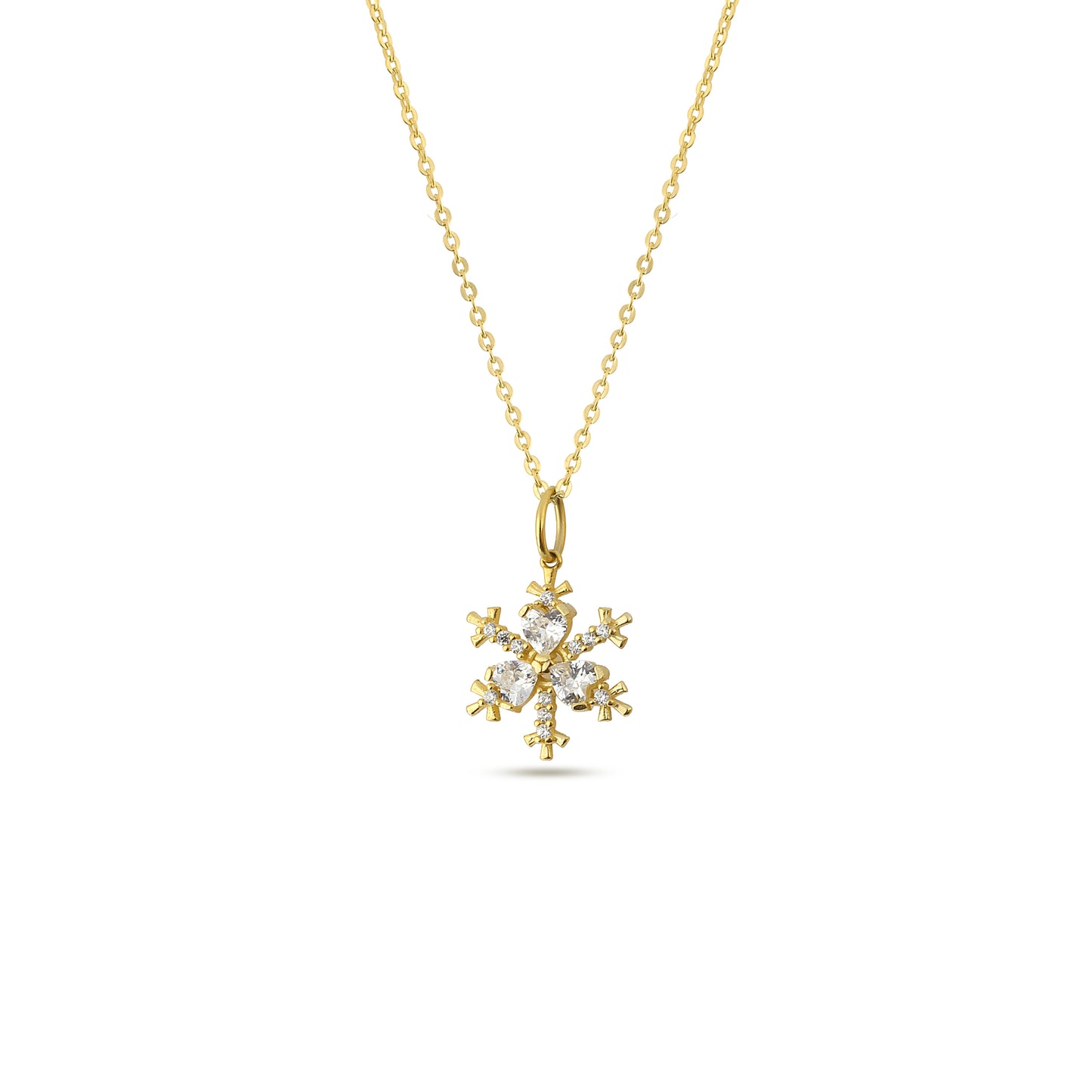 Collier flocon de neige en cristal plaqué or 14 carats, bijoux en argent sterling 925