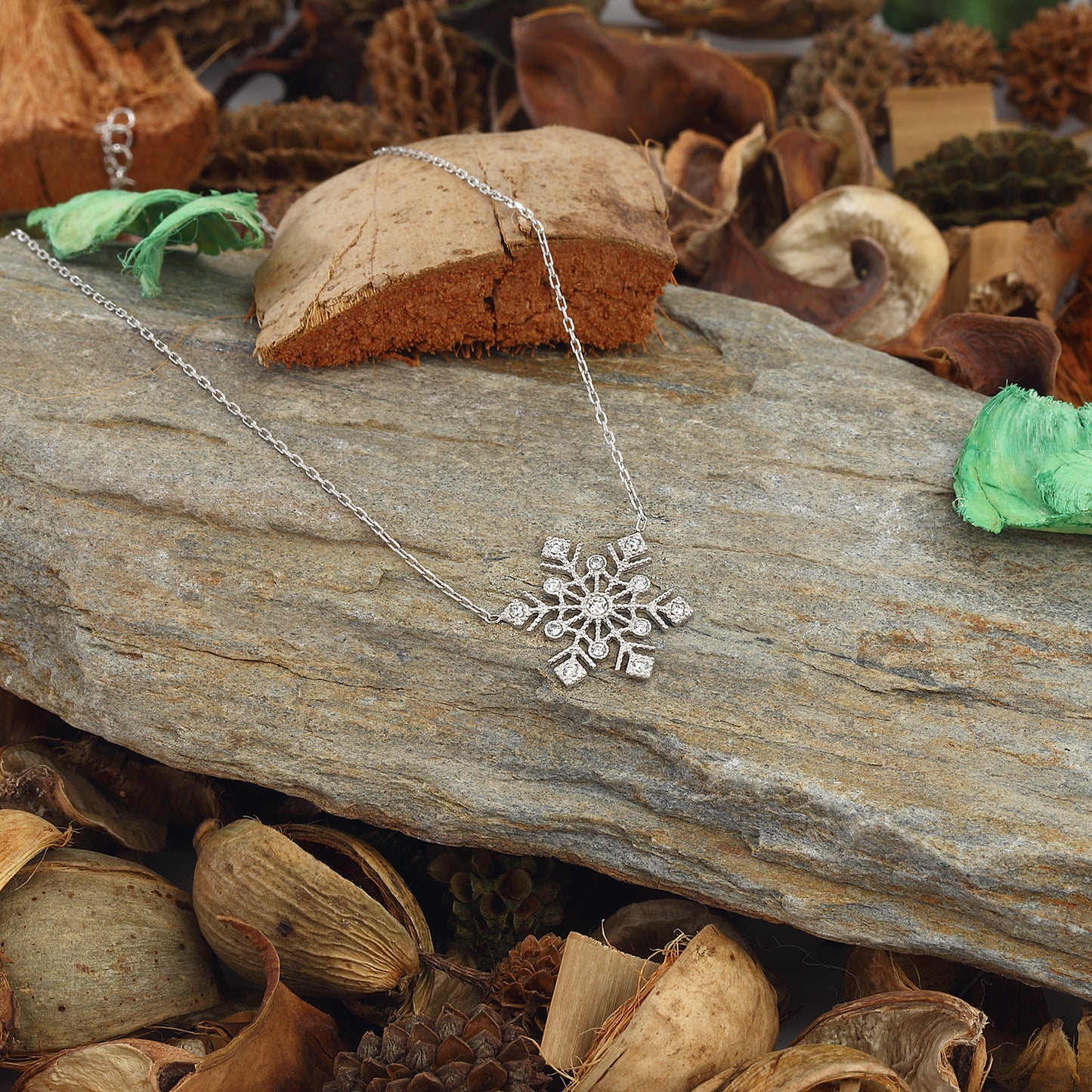 Collier flocon de neige en cristal, bijoux en argent Sterling 915