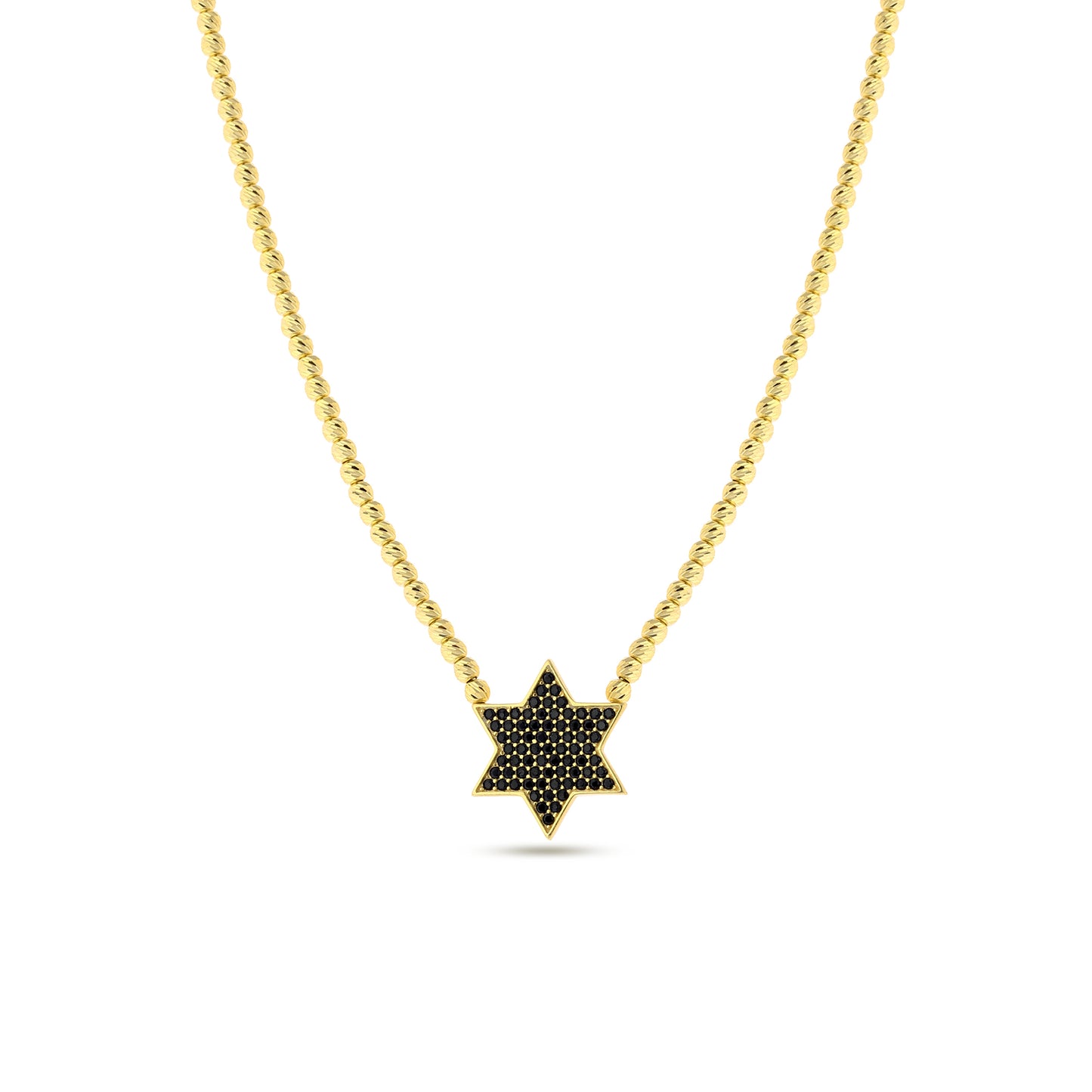 Collier Stoney en Zircon noir étoile, bijoux en argent Sterling 925 plaqué or 14 carats