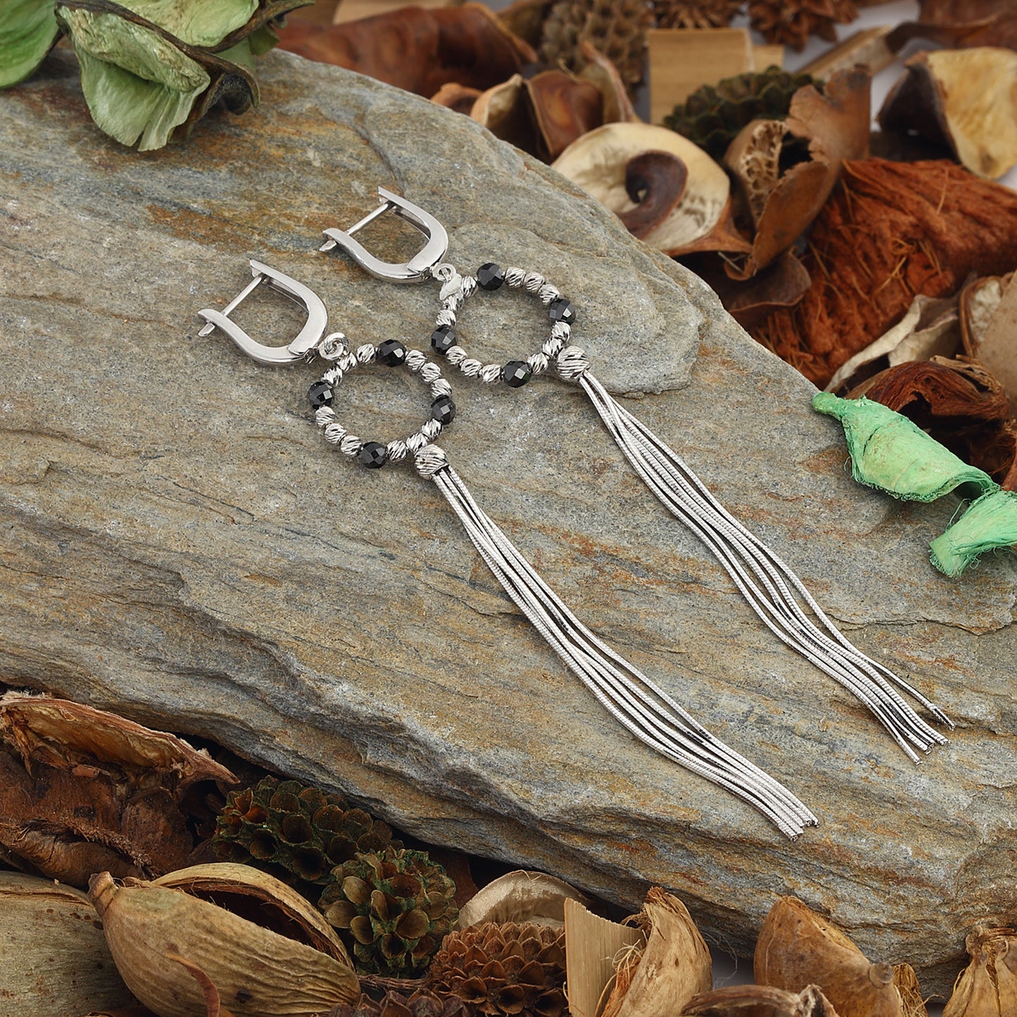 Boucles d'oreilles pendantes en chaîne de perles créoles, bijoux en argent Sterling 925