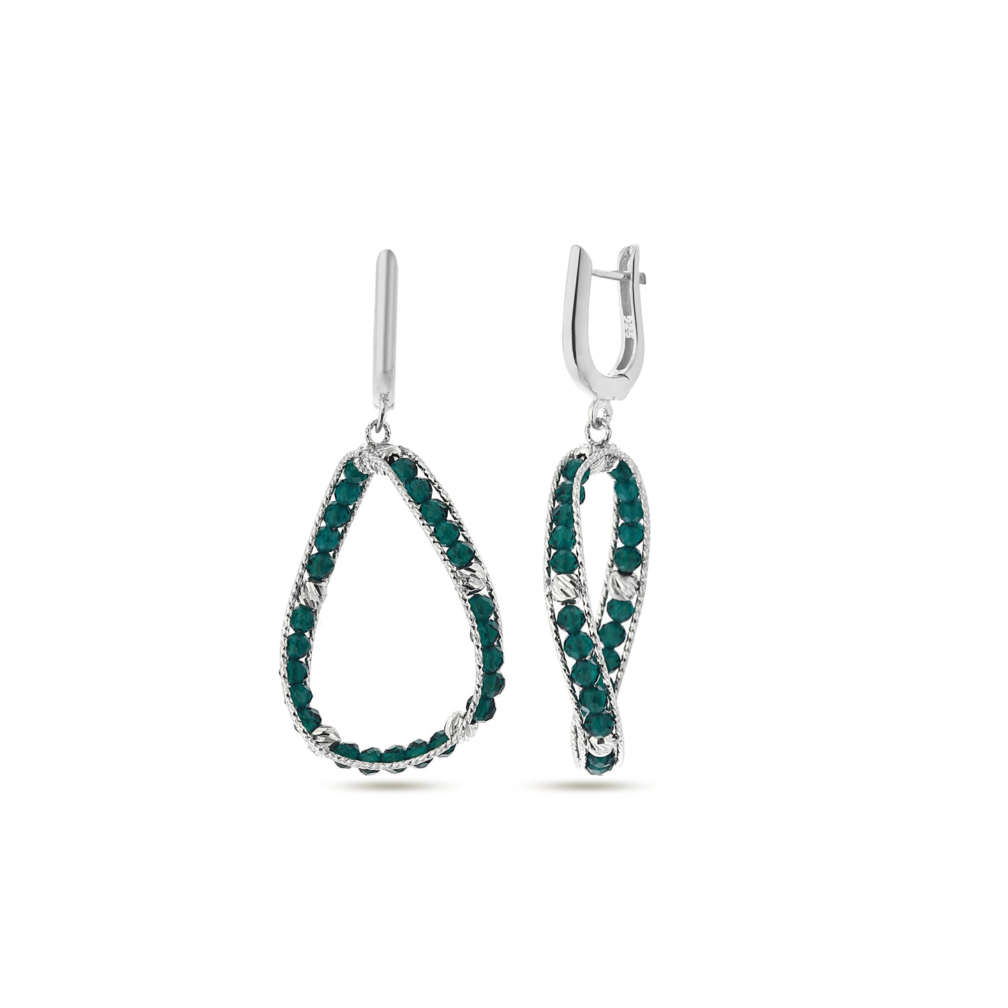 Emerald Hoop Earrings 925 Sterling Silver Jewelry