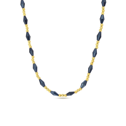 Collier chaîne en argent avec pierre Lapis Lazuli, bijoux en argent Sterling 925 plaqué or 14 carats