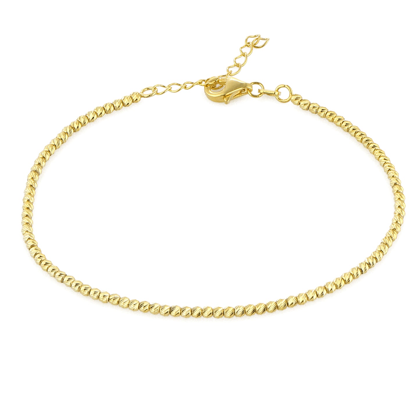 Silver Bead Bracelet 14k Gold Plated 925 Sterling Silver Jewelry