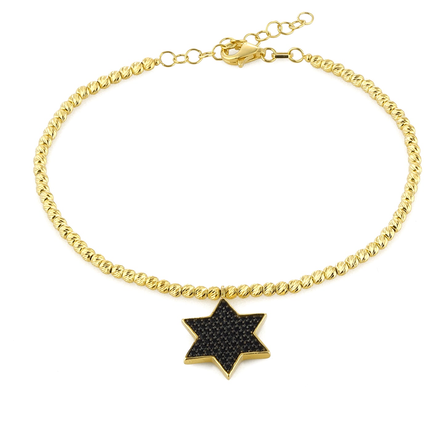 Star Black Zircon Stoney Bracelet 14k Gold Plated 925 Sterling Silver Jewelry