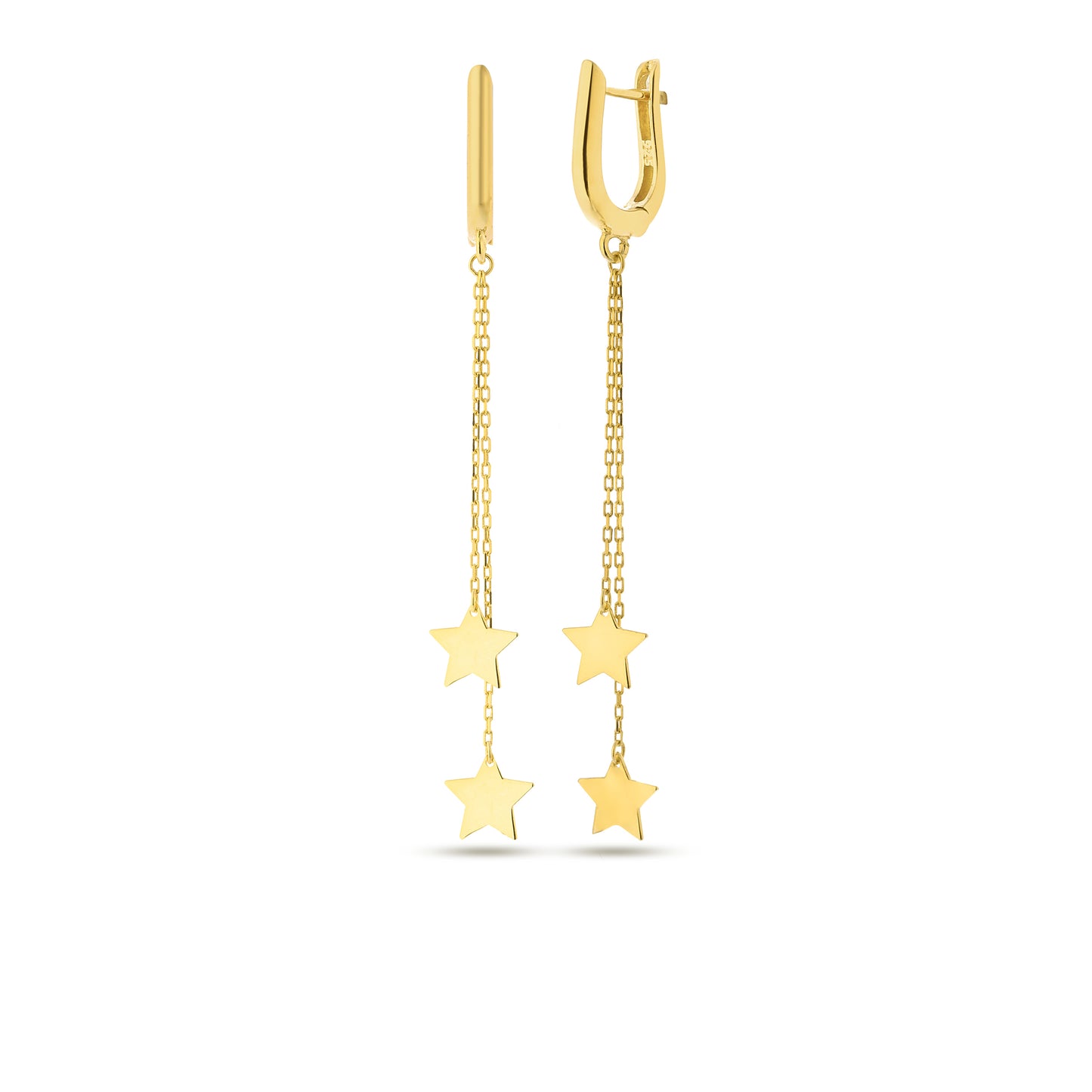 Star Dangle Earrings 14k Gold Plated 925 Sterling Silver Jewelry