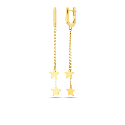 Star Dangle Earrings 14k Gold Plated 925 Sterling Silver Jewelry