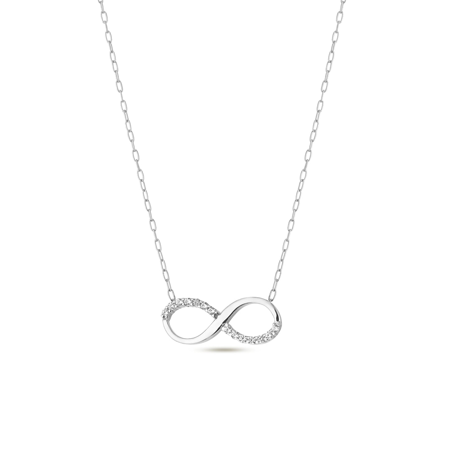 Infinity Symbol Jewelry Necklace, Zircon Stones ,925 Sterling Silver Jewelry