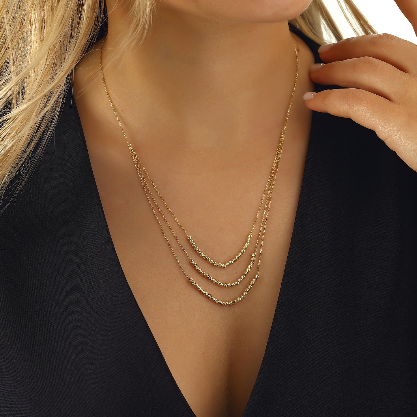 Layered Necklace 14k Gold Plated 925 Sterling Silver Jewelry