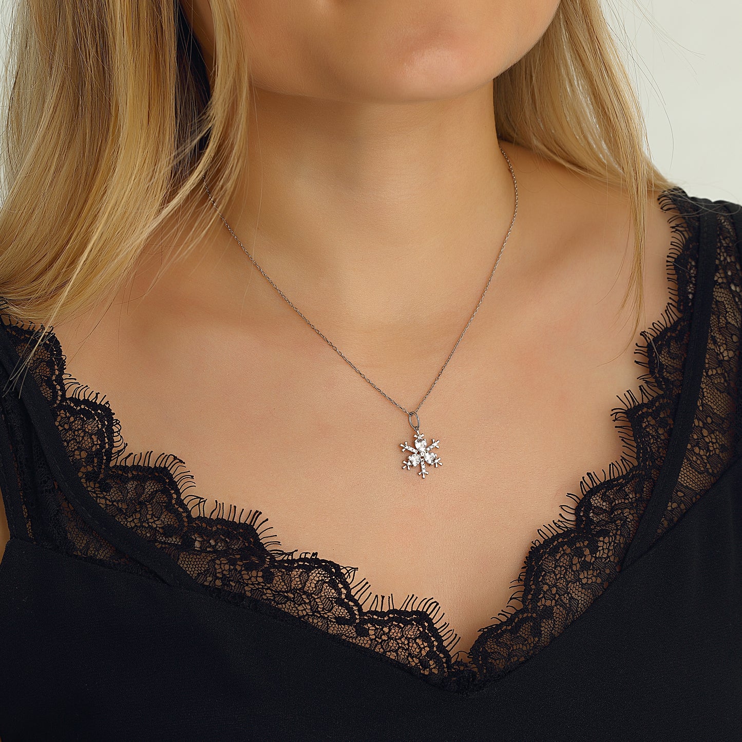 Collier flocon de neige en cristal, bijoux en argent Sterling 925