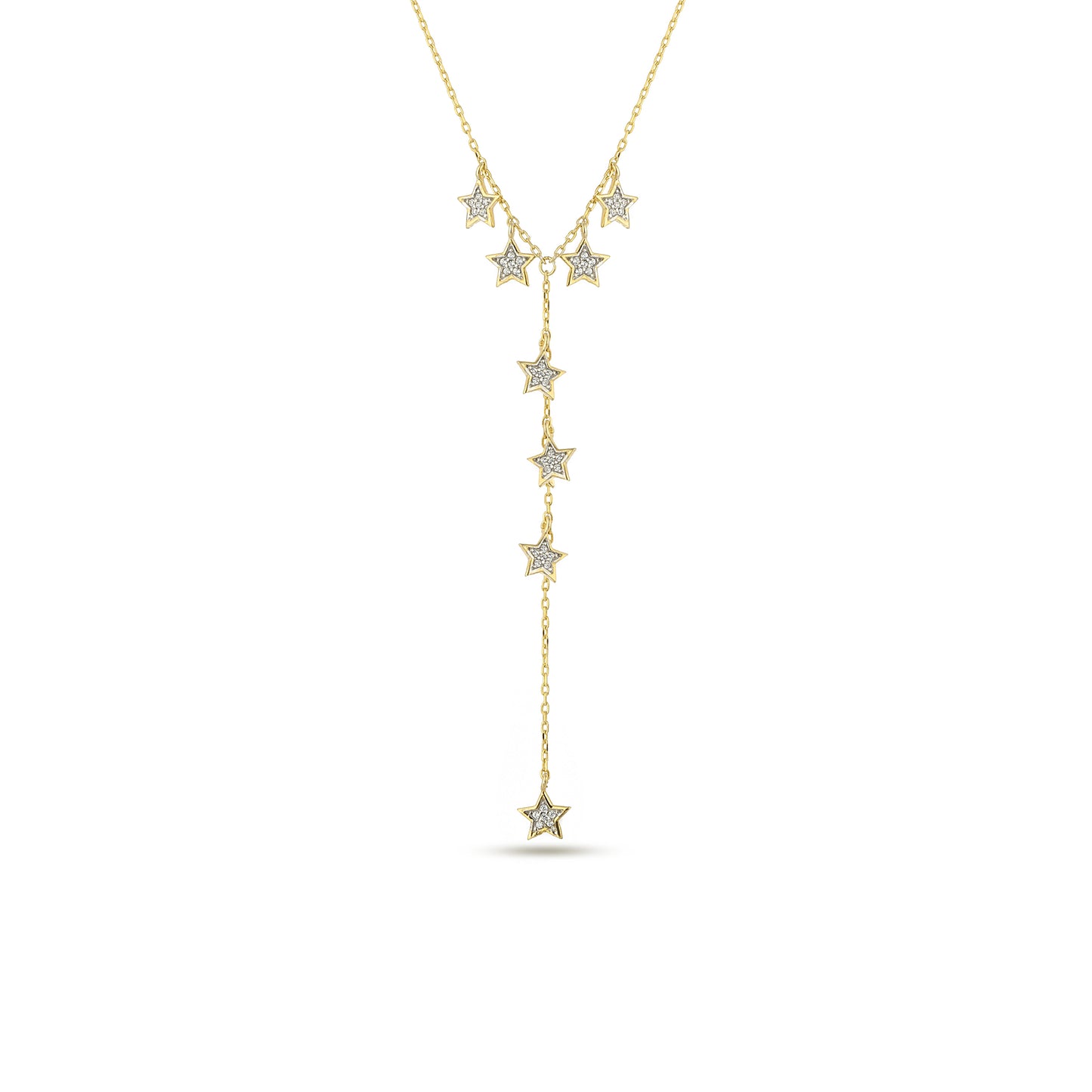 Star Cluster Necklace, Diamond Zirkon Stoney 14k Gold Plated 925 Sterling Silver Jewelry