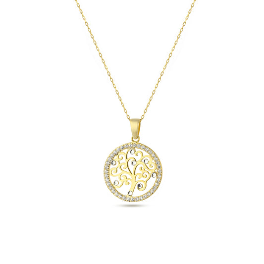 Tree of Life Necklace 14k Gold Plated 925 Sterling Silver Jewelry